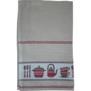 Kitchen Terry Towel with Aida Band - Pots